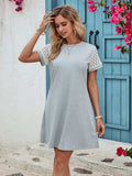 Openwork Round Neck Short Sleeve Dress - Trendsi - Flyclothing LLC