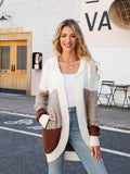 Color Block Open Front Hooded Cardigan - Trendsi - Flyclothing LLC
