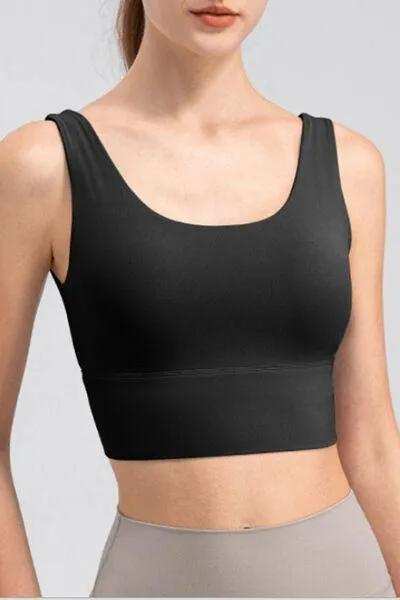 Scoop Neck Wide Strap Active Tank - Trendsi - Flyclothing LLC