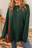 Round Neck Drop Shoulder Slit Sweatshirt - Trendsi - Flyclothing LLC