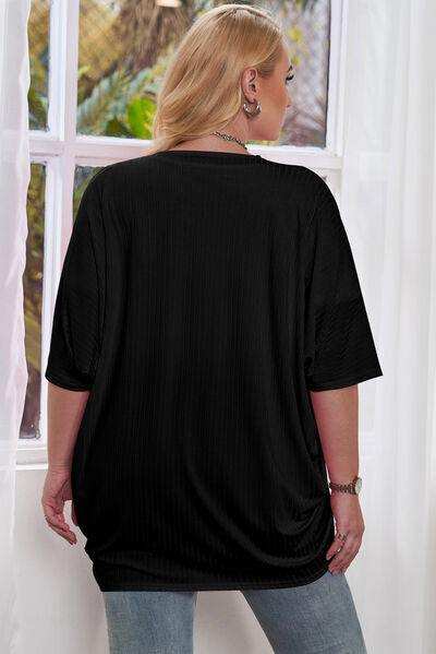 Plus Size Ribbed Cocoon Cover Up - Trendsi - Flyclothing LLC