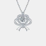 Moissanite 925 Sterling Silver Bow & Heart Necklace - Trendsi - Flyclothing LLC