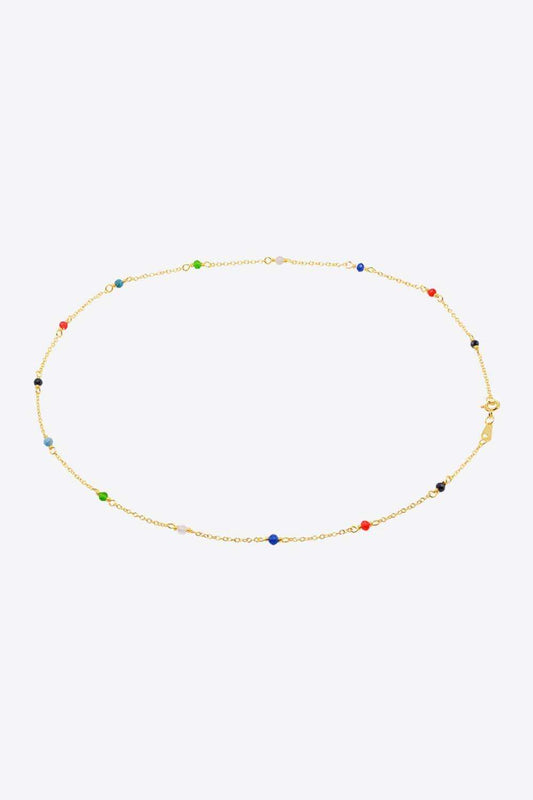 18K Gold-Plated Multicolored Bead Necklace - Trendsi - Flyclothing LLC