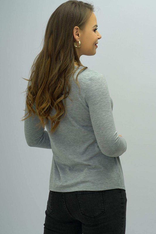 Buttoned Long Sleeve Round Neck Tee - Trendsi - Flyclothing LLC