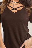 Crisscross Short Sleeve T-Shirt - Trendsi - Flyclothing LLC