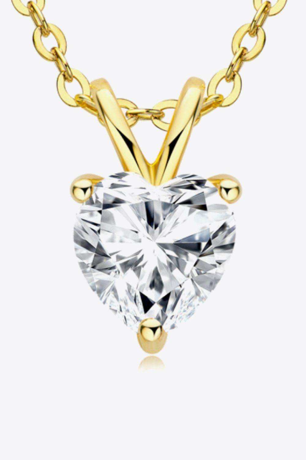 1 Carat Moissanite Heart-Shaped Pendant Necklace - Trendsi - Flyclothing LLC