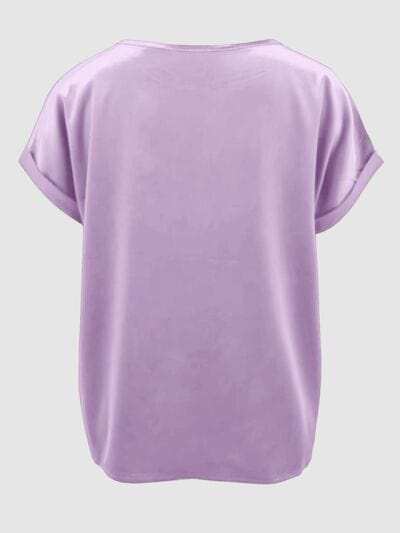 Round Neck Short Sleeve T-Shirt - Trendsi - Flyclothing LLC