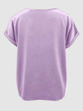Round Neck Short Sleeve T-Shirt - Trendsi - Flyclothing LLC