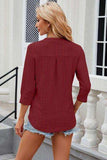 Eyelet Notched Knit Jacquard Top - Trendsi - Flyclothing LLC