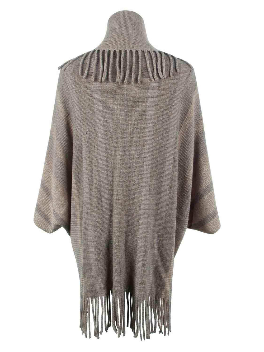 Fringe Detail Open Front Poncho - Trendsi - Flyclothing LLC