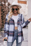 Plaid Dropped Shoulder Hooded Jacket - Trendsi - Flyclothing LLC