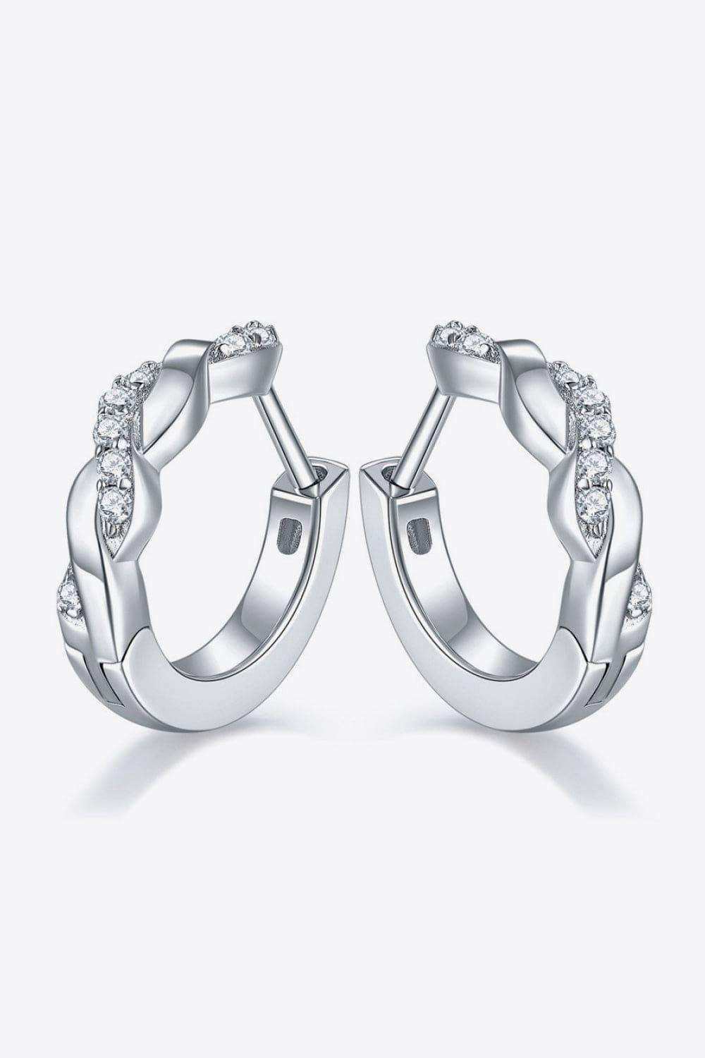 Moissanite Twisted Platinum-Plated Earrings - Trendsi - Flyclothing LLC