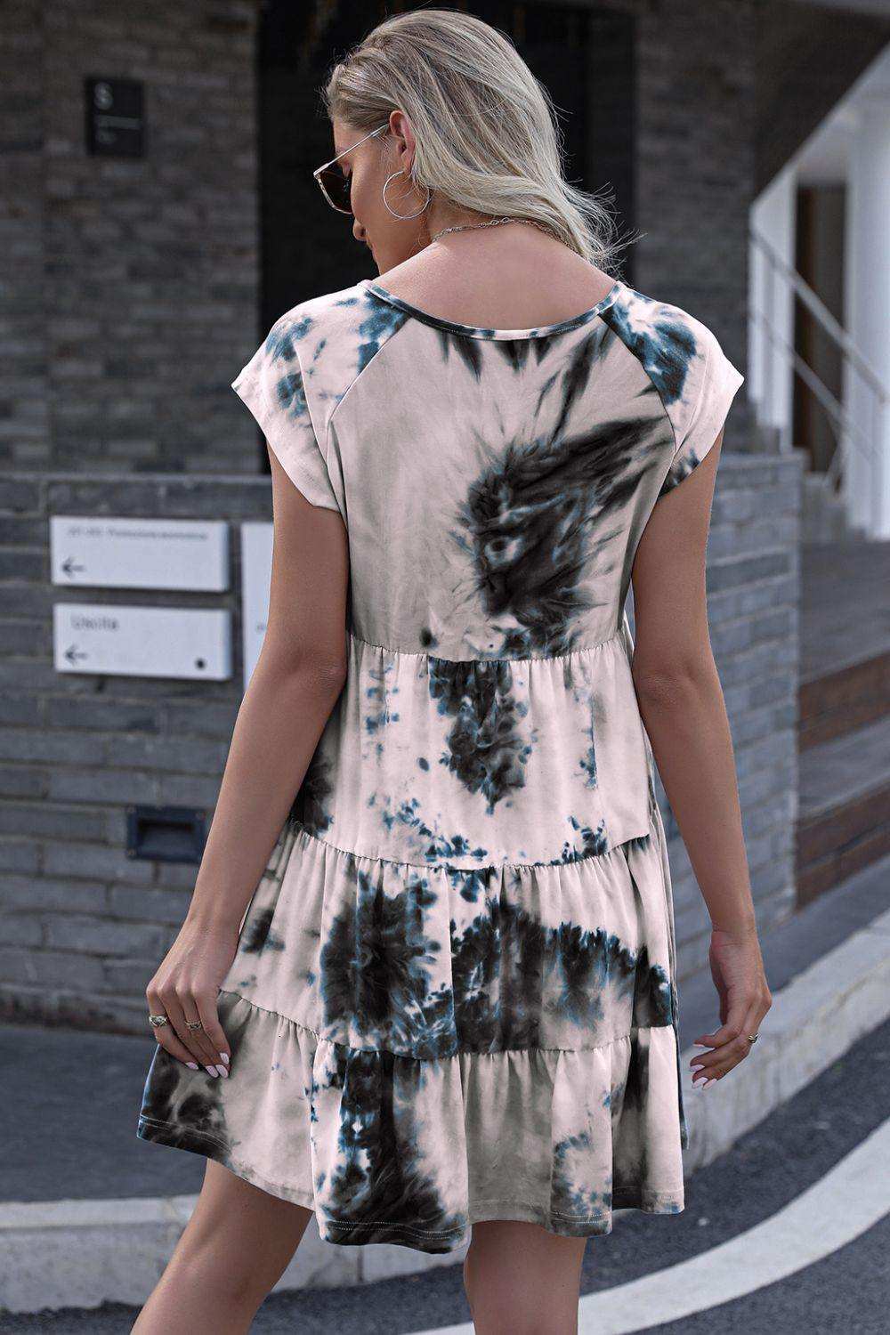 Tie-Dye Ruffle Hem Dress - Trendsi - Flyclothing LLC