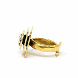 Floral Abstract Adjustable Brass Ring - Asha Handicrafts - Flyclothing LLC