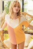BiBi Round Neck Color Block Short Sleeve T-Shirt - Trendsi - Flyclothing LLC