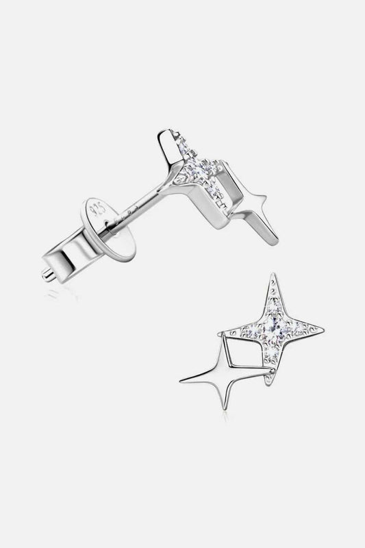 Moissanite 925 Sterling Silver Star Shape Earrings - Trendsi - Flyclothing LLC