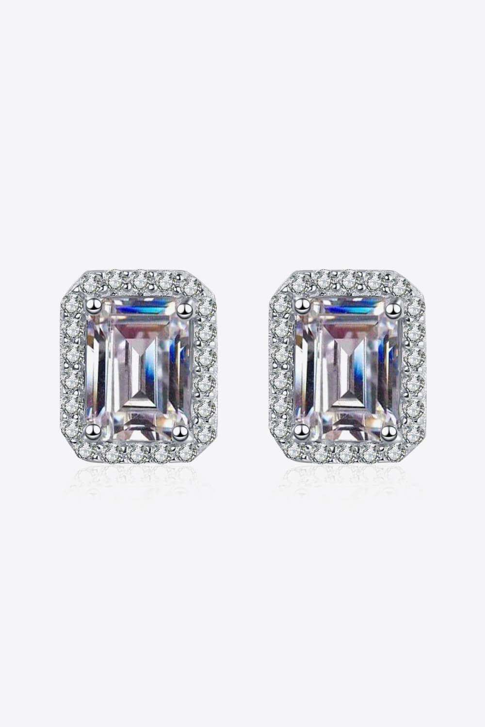 1 Carat Moissanite Rhodium-Plated Square Stud Earrings - Trendsi - Flyclothing LLC