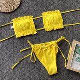 Frill Trim Ruched Bikini Set - Trendsi - Flyclothing LLC