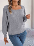 Square Neck Mixed Knit Sweater - Trendsi - Flyclothing LLC