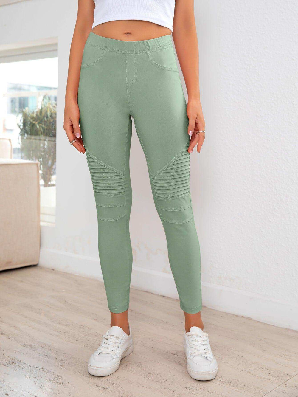 Ribbed Detail Leggings - Trendsi - Flyclothing LLC