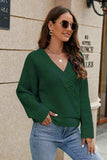 Openwork Surplice Long Sleeve Sweater - Trendsi - Flyclothing LLC