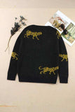 Animal Print Round Neck Sweater - Trendsi - Flyclothing LLC