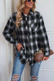 Plaid Button Up Dropped Shoulder Outerwear - Trendsi - Flyclothing LLC
