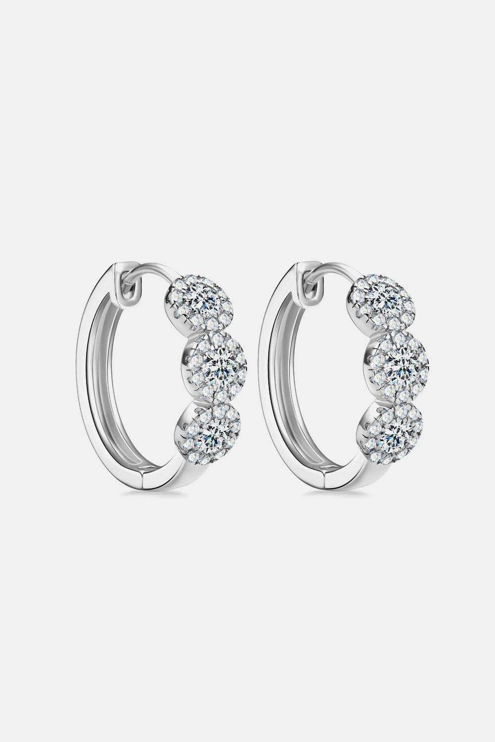 Moissanite 925 Sterling Silver Huggie Earrings - Trendsi - Flyclothing LLC