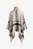Plaid Turtleneck Raw Hem Poncho - Trendsi - Flyclothing LLC