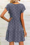 Polka Dot V-Neck Flutter Sleeve Mini Dress - Trendsi - Flyclothing LLC