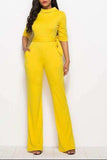 Mock Neck Tie-Waist Half Sleeve Jumpsuit - Trendsi - Flyclothing LLC