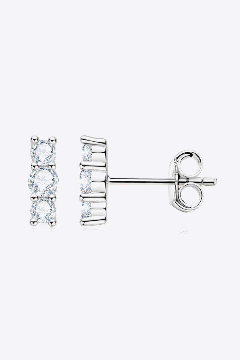 Heartbeat Rhythm 925 Sterling Silver Moissanite Stud Earrings - Trendsi - Flyclothing LLC