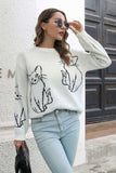 Cat Pattern Round Neck Long Sleeve Pullover Sweater - Trendsi - Flyclothing LLC