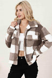Plaid Collared Neck Drop Shoulder Jacket - Trendsi - Flyclothing LLC