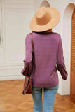Contrast V-Neck Long Sleeve Blouse - Trendsi - Flyclothing LLC