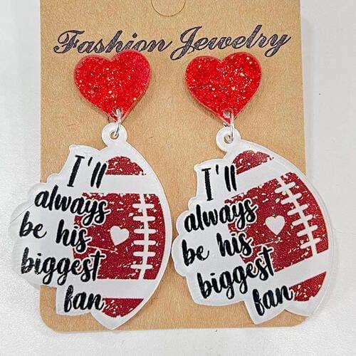 Heart Shape Sports Theme Acrylic Dangle Earrings - Trendsi - Flyclothing LLC