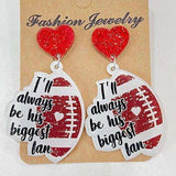 Heart Shape Sports Theme Acrylic Dangle Earrings - Trendsi - Flyclothing LLC