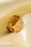 18k Gold Plated Malachite Leaf Ring - Trendsi - Flyclothing LLC