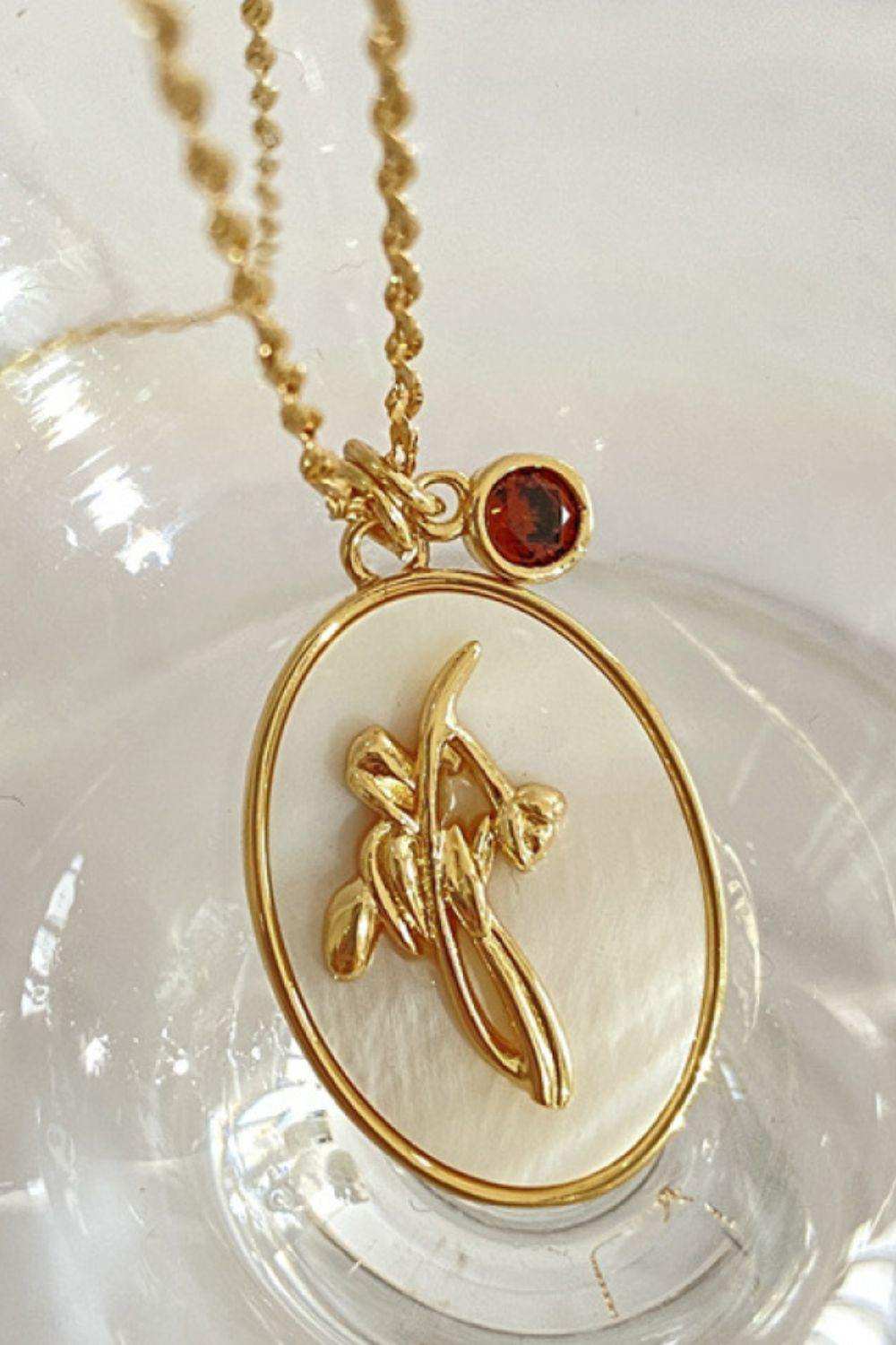 Flower Shell Pendant Copper Necklace - Trendsi - Flyclothing LLC
