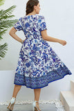 Floral Flounce Sleeve Surplice Dress - Trendsi - Flyclothing LLC