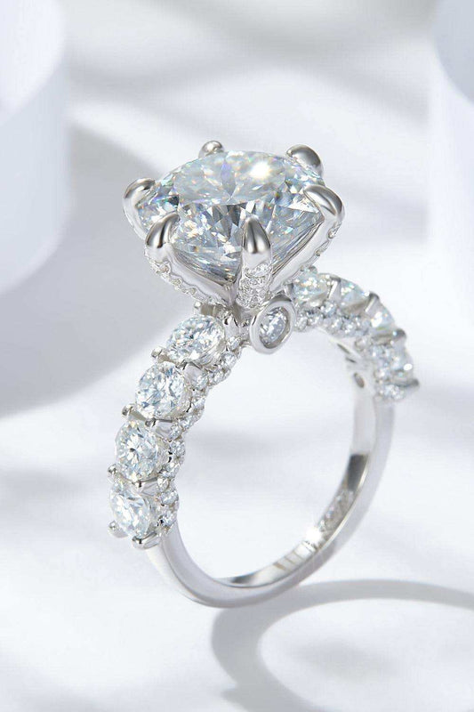 3-Carat Moissanite Platinum-Plated Side Stone Ring - Trendsi - Flyclothing LLC