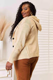 Woven Right Button-Down Long Sleeve Hooded Sweater - Trendsi - Flyclothing LLC