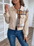 Color Block Collared Neck Button-Up Jacket - Trendsi - Flyclothing LLC