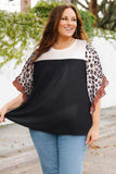 Plus Size Printed Color Block Ruffled Blouse - Trendsi - Flyclothing LLC