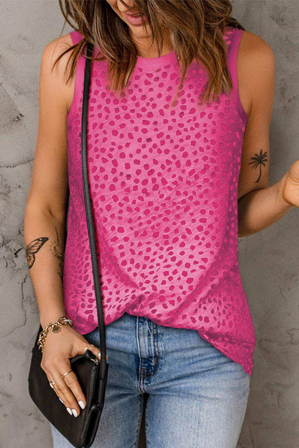 Printed Round Neck Tank - Trendsi - Flyclothing LLC