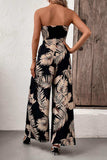 Printed Strapless Wide Leg Jumpsuit with Pockets - Trendsi - Flyclothing LLC