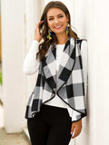 Plaid Open Front Sleeveless Cardigan - Trendsi - Flyclothing LLC