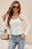 Scoop Neck Long Sleeve Knit Top - Trendsi - Flyclothing LLC