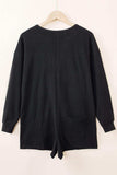 Notched Neck Long Sleeve Romper - Trendsi - Flyclothing LLC