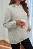 Quilted Long Sleeve Hoodie with Pocket - Trendsi - Flyclothing LLC